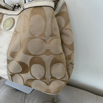 Coach Beige Monogram Kisslock 3 Compartment Shoulder Bag B1273-F19190