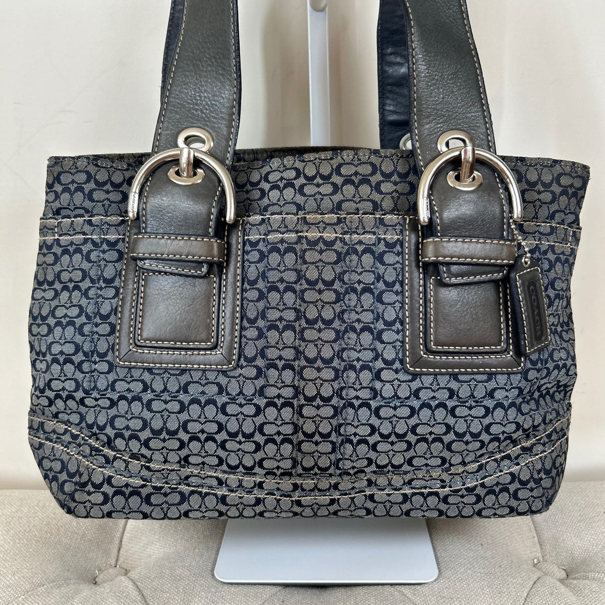 Coach Blue Monogram Tote Soho Shoulder Bag E0885-F12310