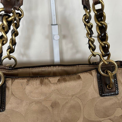 Coach Beige Signature Monogram Tote Shoulder Bag J1020-16410