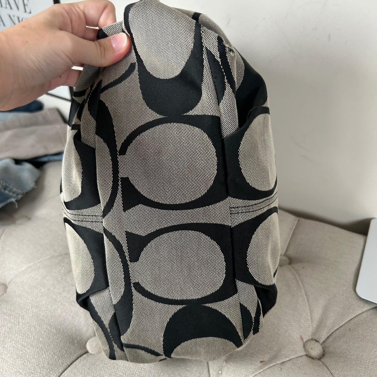 Coach Black Monogram Canvas Convertible Shoulder Bag G0971-14473