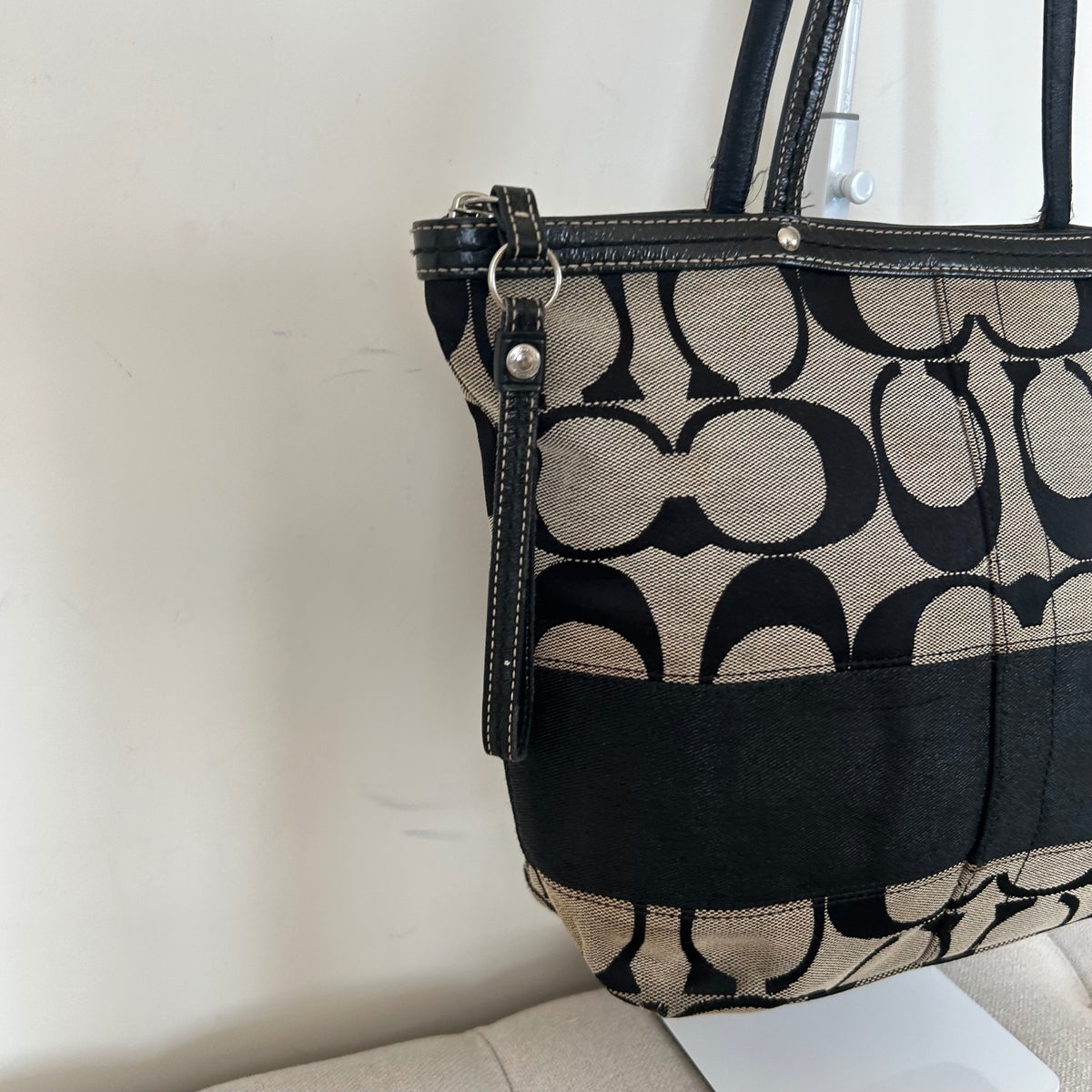 Coach Black Monogram Tote Shoulder Bag C1094-F13548