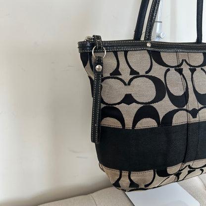 Coach Black Monogram Tote Shoulder Bag C1094-F13548