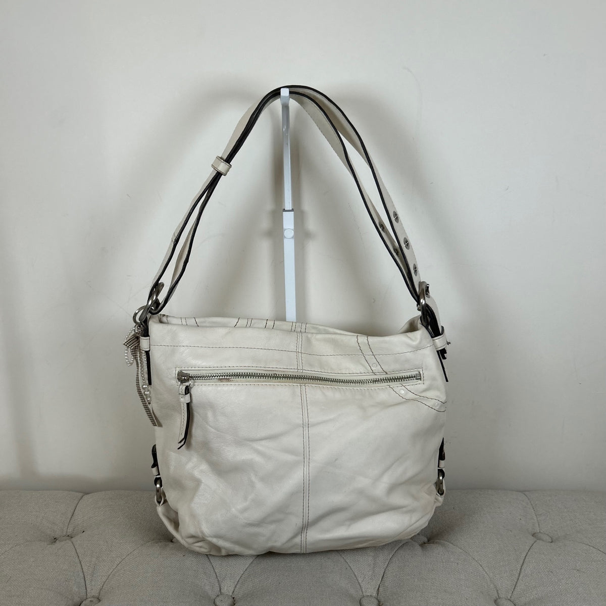 Coach Convertible White Studded Leather Crossbody Shoulder Bag M1069-F16178