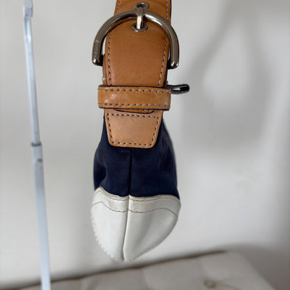 Coach Blue Denim Hobo Shoulder Bag White Leather Trim L3J-4431