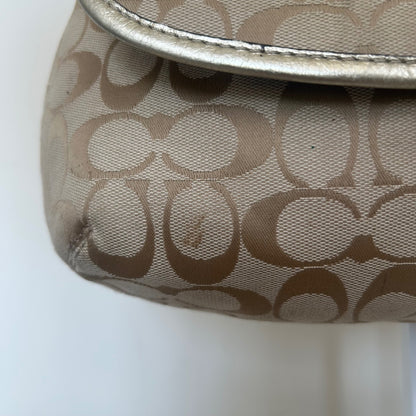 Coach Soho Beige Gold Signature Monogram Shoulder Bag J1160-F17093