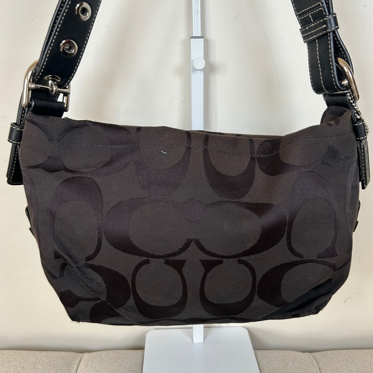 Coach Black Monogram Convertible Shoulder Bag F1194-F15068