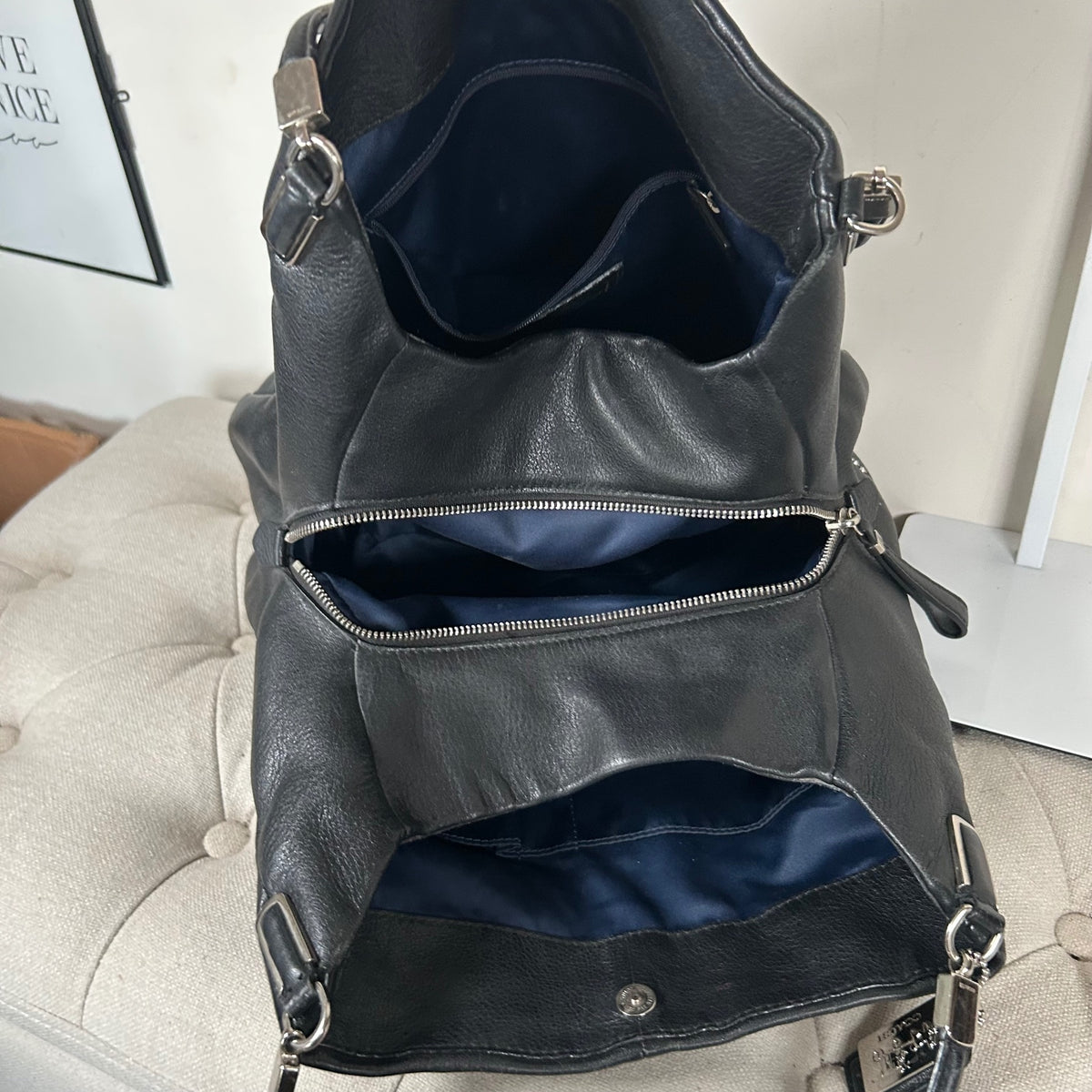 Coach Black Leather 3 Compartment Shoulder Bag E1376-26224