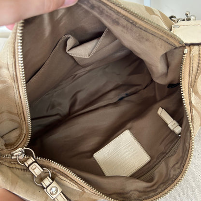 Coach Signature Stripe Monogram Beige Hobo Slouchy Shoulder Bag C1161-F17434