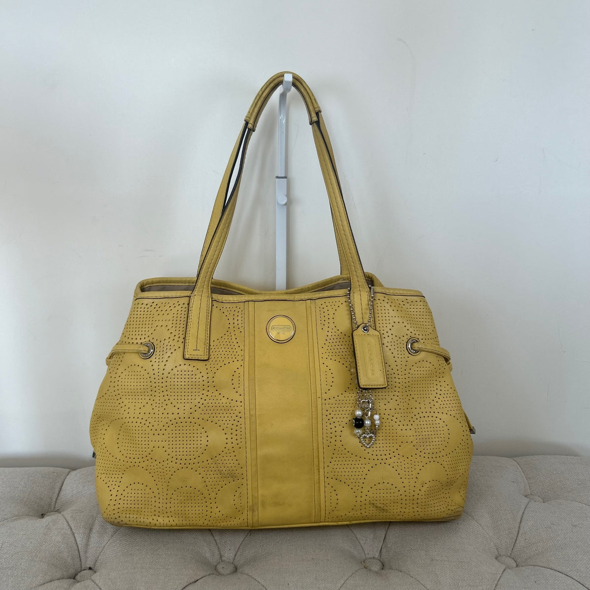 Coach Yellow Monogram Leather 3 Compartment Shoulder Bag A1382-F21938
