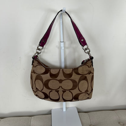 Coach Brown Signature Monogram Pink Stripe Mini Shoulder Bag Y2K B1305-F19218