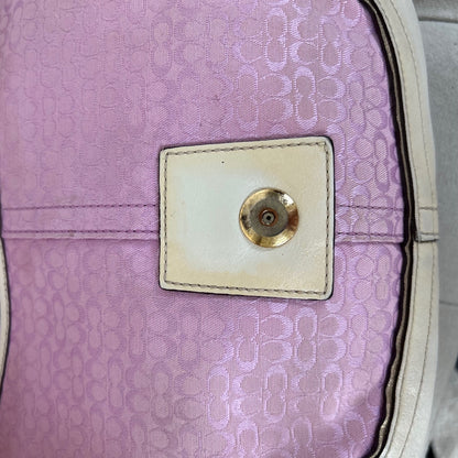 RARE Large Coach Baby Pink Monogram Soho Shoulder Bag with White Leather Trim with Purse H04J-1456