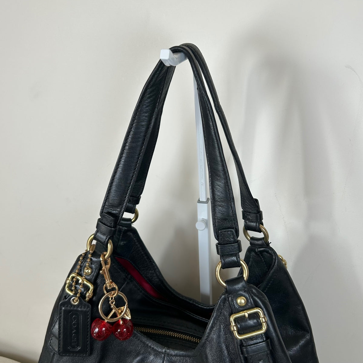 Coach Maggie Black Leather 3 Compartment Shoulder Bag B1168-16503