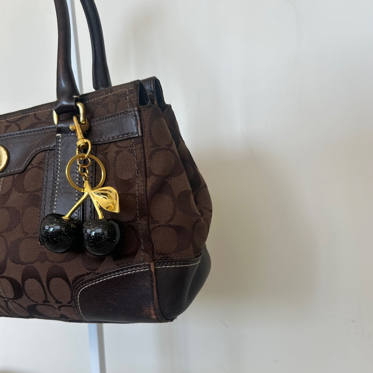 Coach Hampton Chocolate Brown Signature Monogram Shoulder Bag E0773-11062