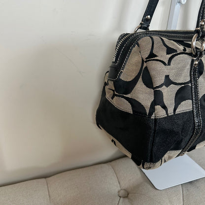 Coach Black Signature Monogram Stripe Tote Shoulder Bag M0926-F13551