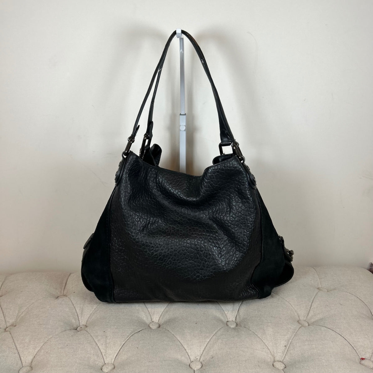 Coach Black Leather & Suede 3 Compartment Shoulder Bag E1750-57647