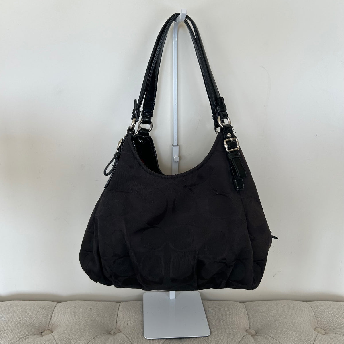 Coach Black Monogram Maggie 3 Compartment Shoulder Bag H1173-18762