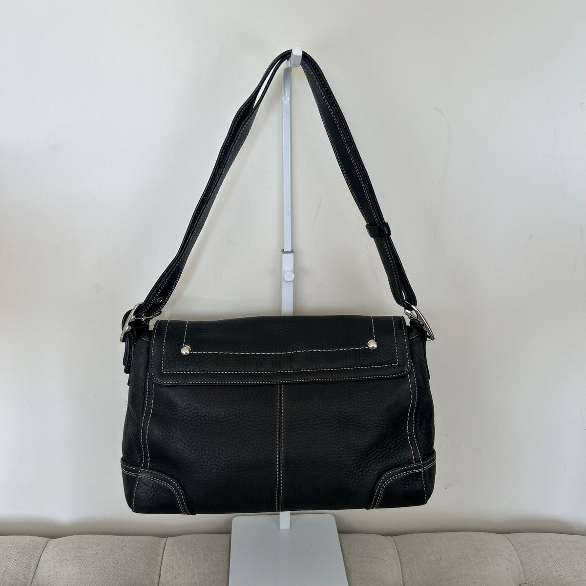 Coach Soho Black Pebbled Leather Flap Shoulder Bag F0917-F13957