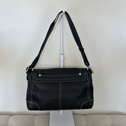 Coach Soho Black Pebbled Leather Flap Shoulder Bag F0917-F13957