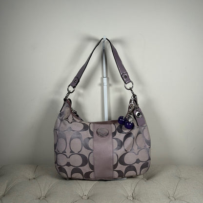 Coach Lilac Convertible Large Signature Stripe Hobo Shoulder Bag B1261-F19281
