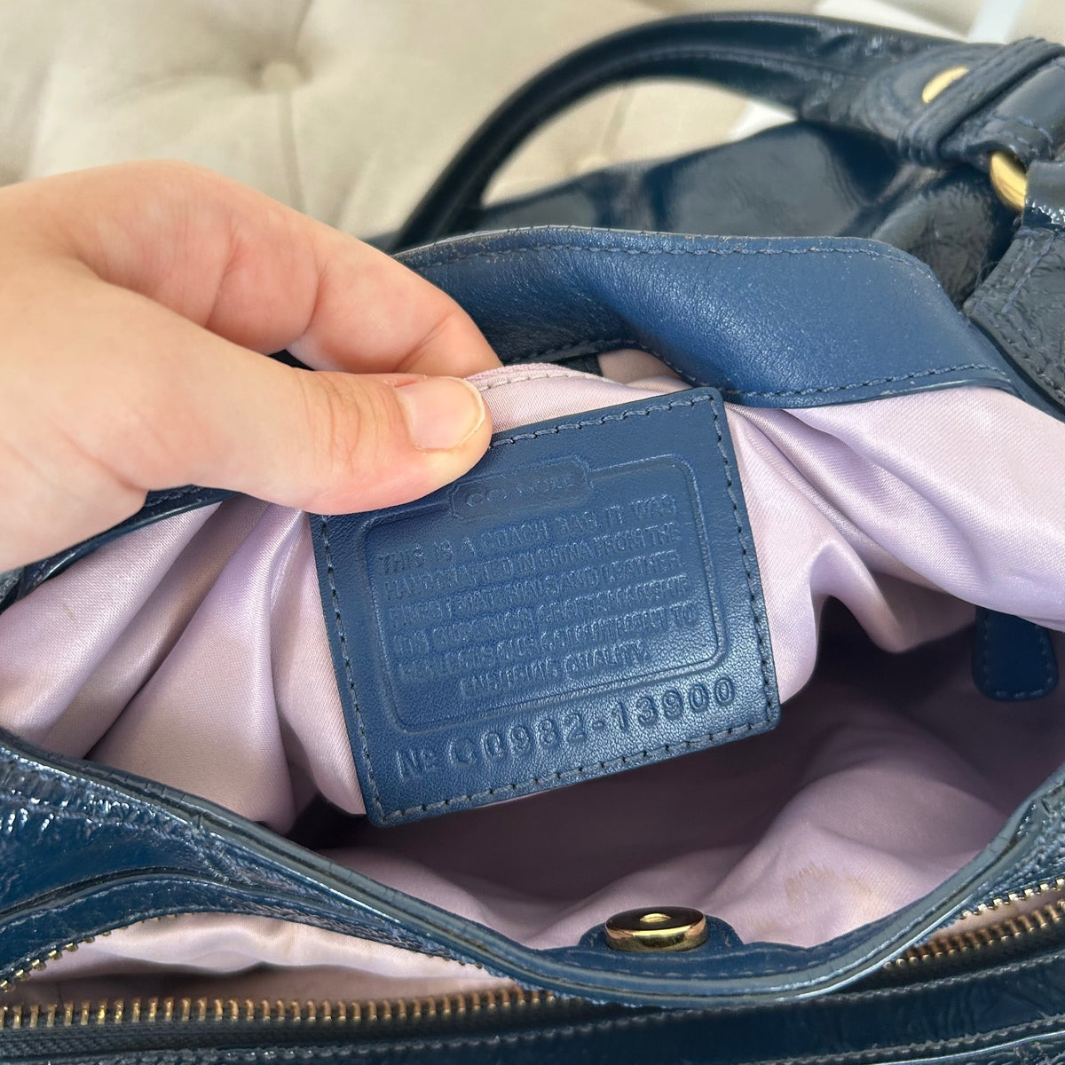Coach Blue Patent 3 Compartment Shoulder Bag C0982-13900