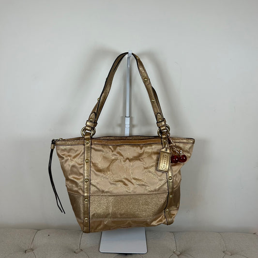 Coach Signature Stripe Studded Gold Monogram Shoulder Bag F0873-12905