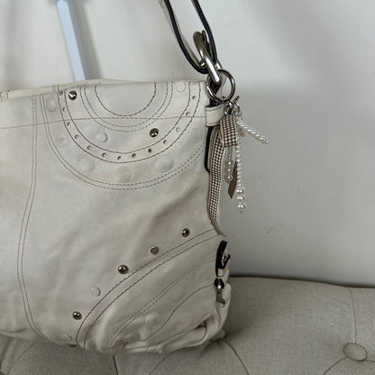 Coach Convertible White Studded Leather Crossbody Shoulder Bag M1069-F16178