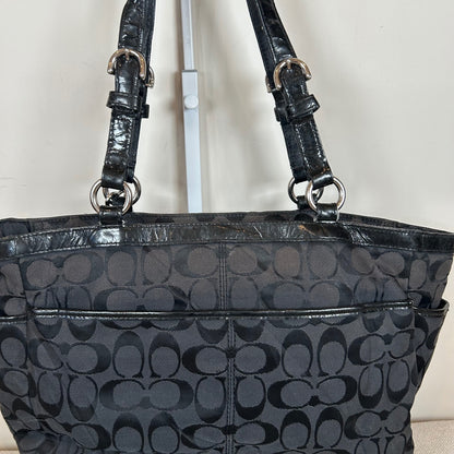 Coach Black Monogram East-West Tote Shoulder Bag J1160-F17726