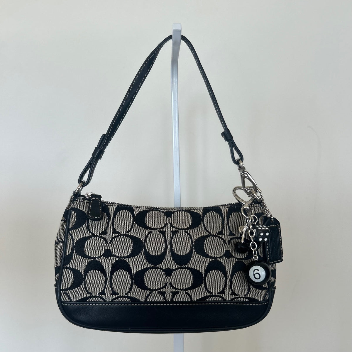 Coach Demi Black Signature Monogram Shoulder Bag Handbag C35-6094