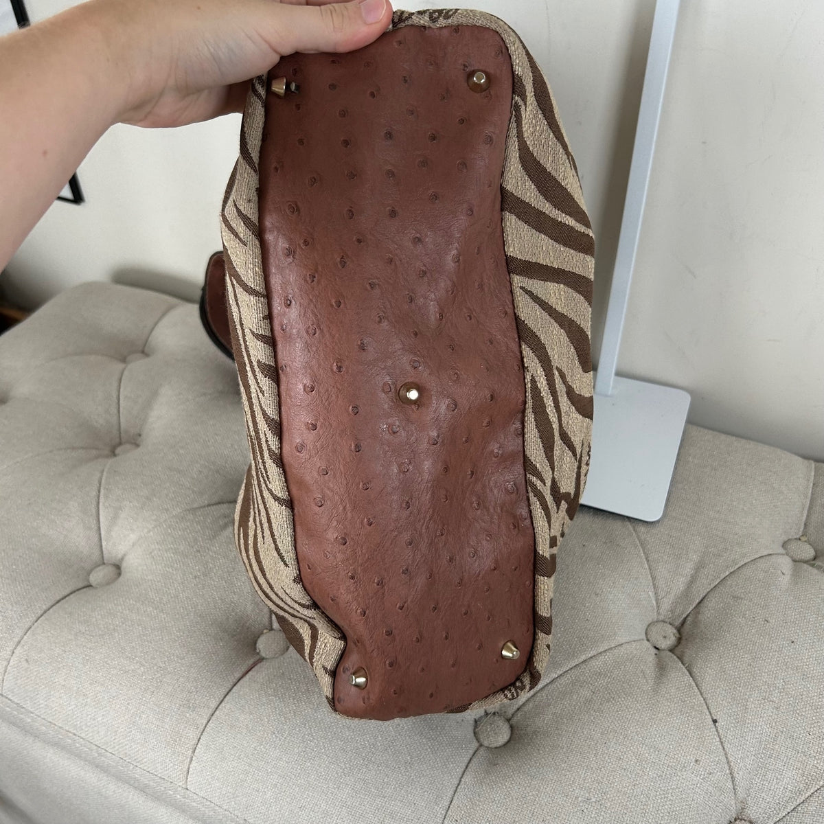 RARE Vintage Guess Brown Zebra Print Large Handbag