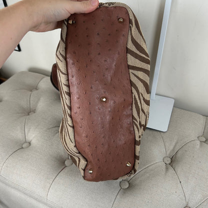 RARE Vintage Guess Brown Zebra Print Large Handbag