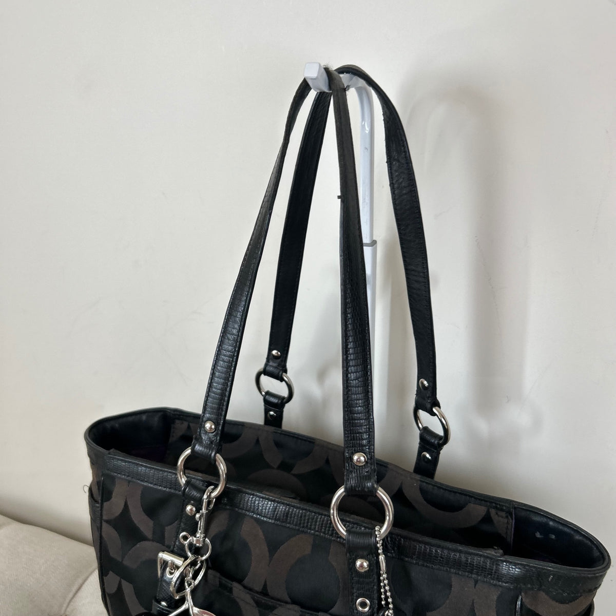 Coach Black Monogram Turnlock Tote Shoulder Bag E1394-19404M