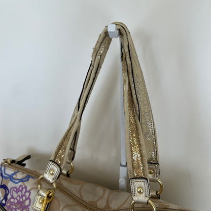 Coach Poppy Beige Flower Detail Shoulder Bag K1259-F20794