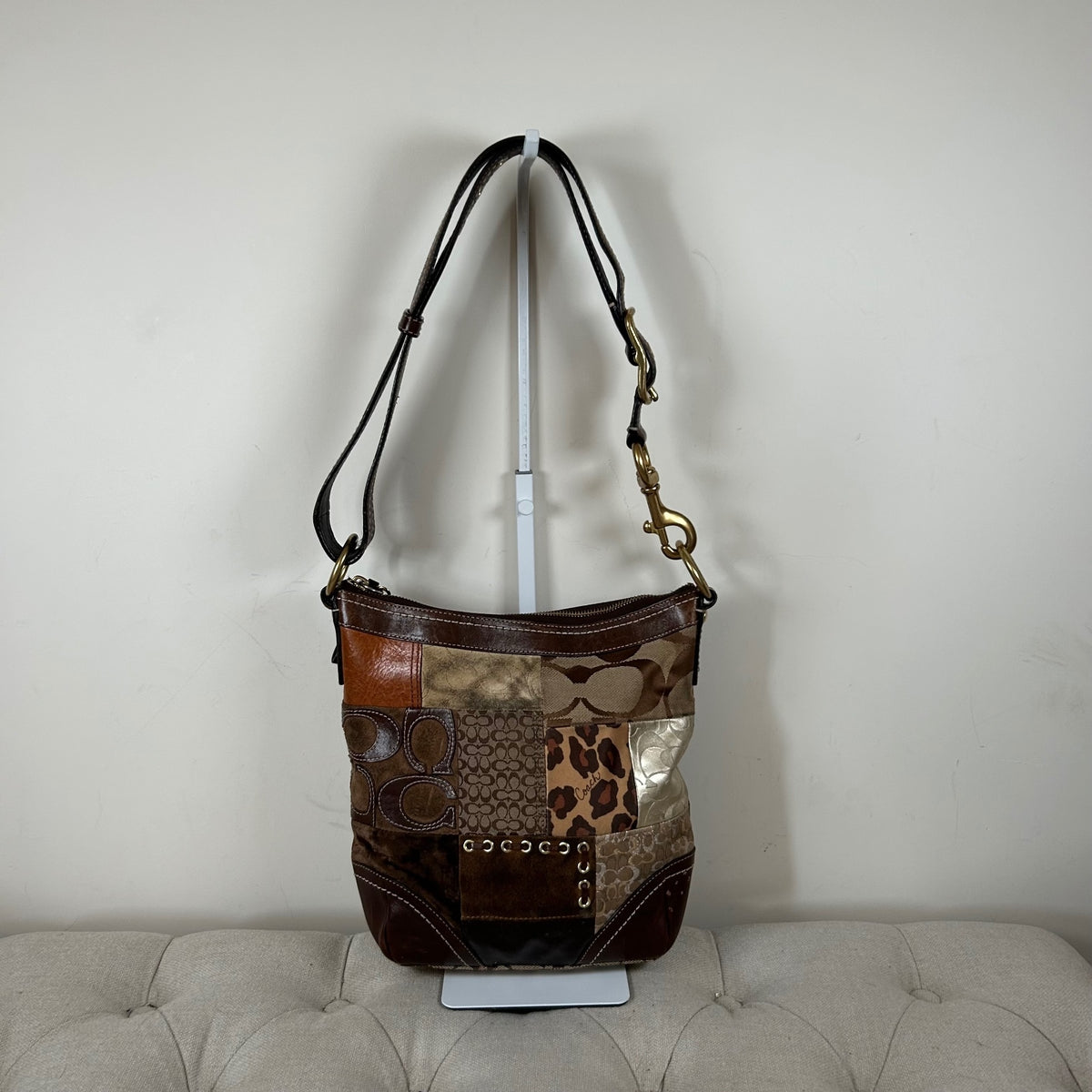 Coach Brown Patchwork Crossbody Convertible Shoulder Bag F0893-F12840