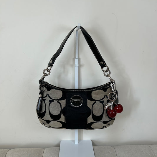 Coach Black Monogram Signature Stripe Mini Shoulder Bag B1175-F17439