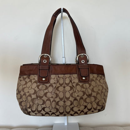 Coach Brown Monogram Signature Tote Shoulder Bag F0932-F13742