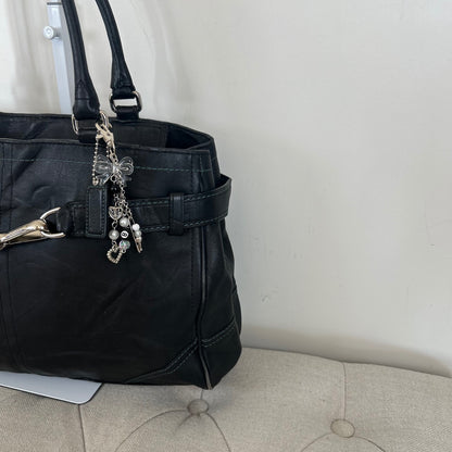 Coach Black Leather Silver Clip Hampton Shoulder Bag M050-8A71