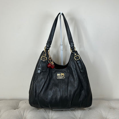 Coach Maggie Black Leather 3 Compartment Shoulder Bag B1168-16503