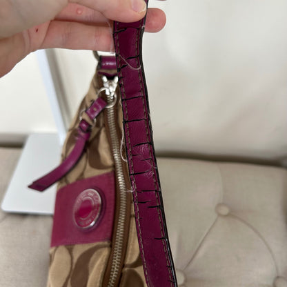 Coach Brown Signature Monogram Pink Stripe Mini Shoulder Bag Y2K B1305-F19218