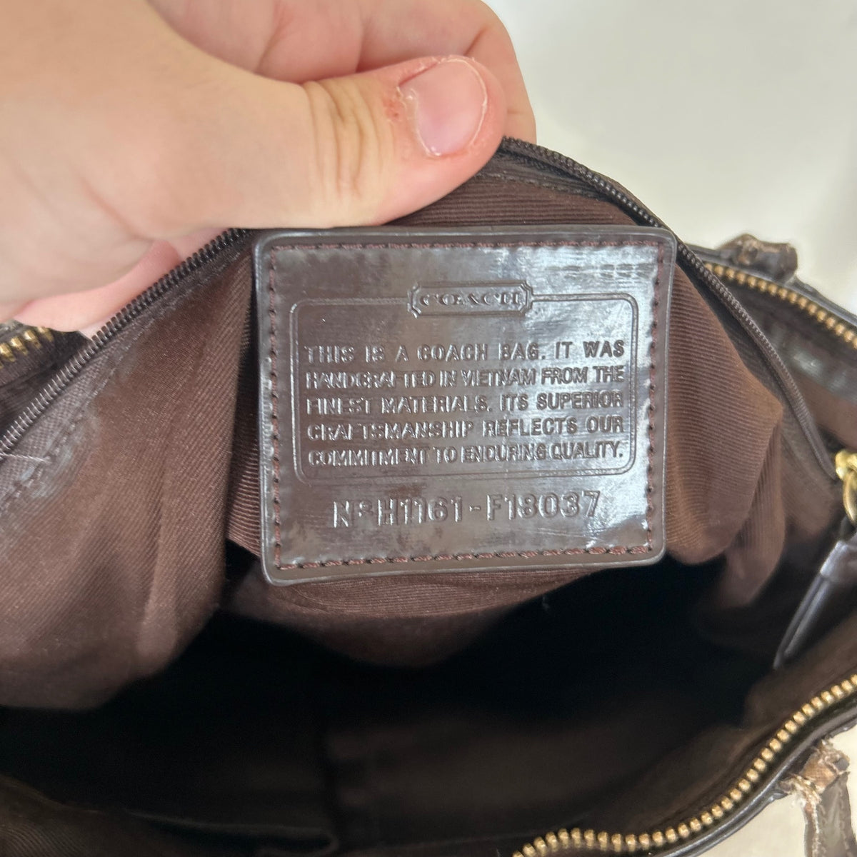 Coach Chocolate Brown Tote Shoulder Bag Signature Stripe H1161-F18037