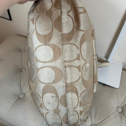 Coach Soho Large Beige Sateen Tote Shoulder Bag M1382-F25294