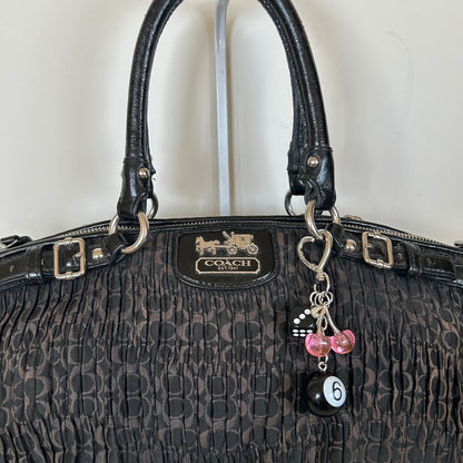 Coach Ashley Mini Black Ruffled Monogram Handbag J1182-18886