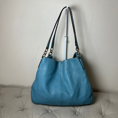 Coach Baby Blue Leather 3 Compartment Shoulder Bag Handbag Purse
