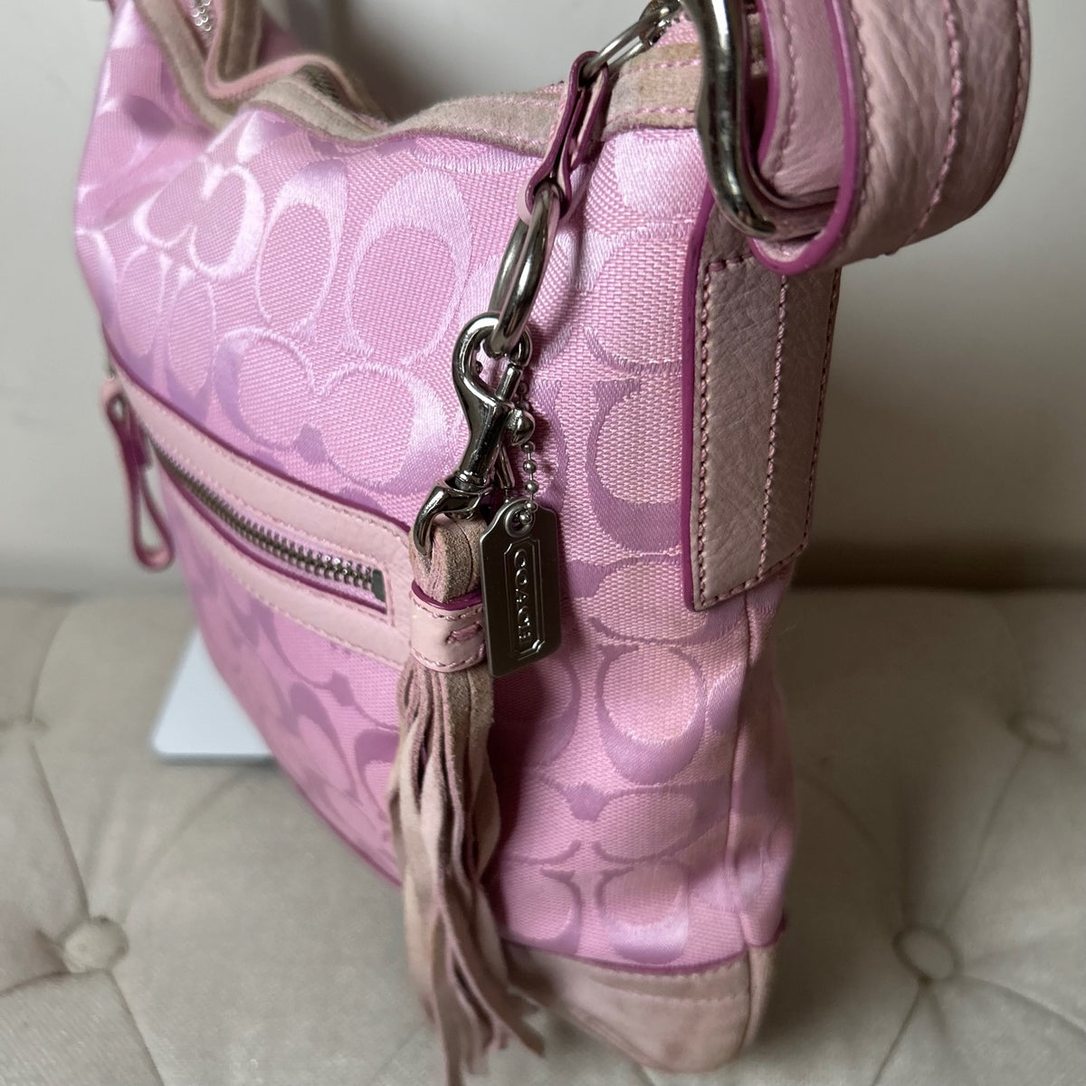 Coach Pink Signature Monogram Convertible Shoulder Bag J04K-9362