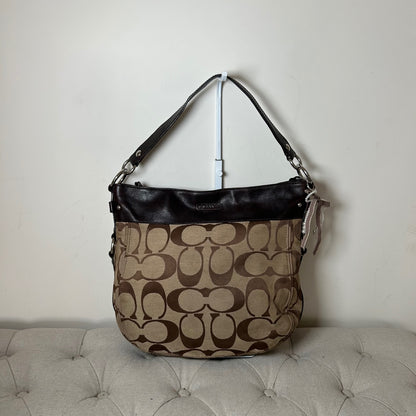 Coach Zoe Brown Signature Monogram Large Shoulder Bag A1093-F14709
