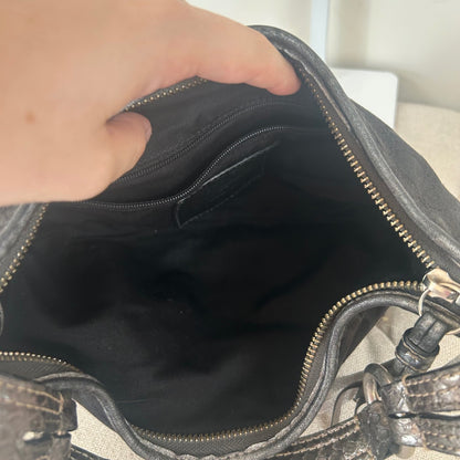 Coach Black Monogram Soho Hobo Shoulder Bag Metallic Snakeskin Strap F05Q-8K35