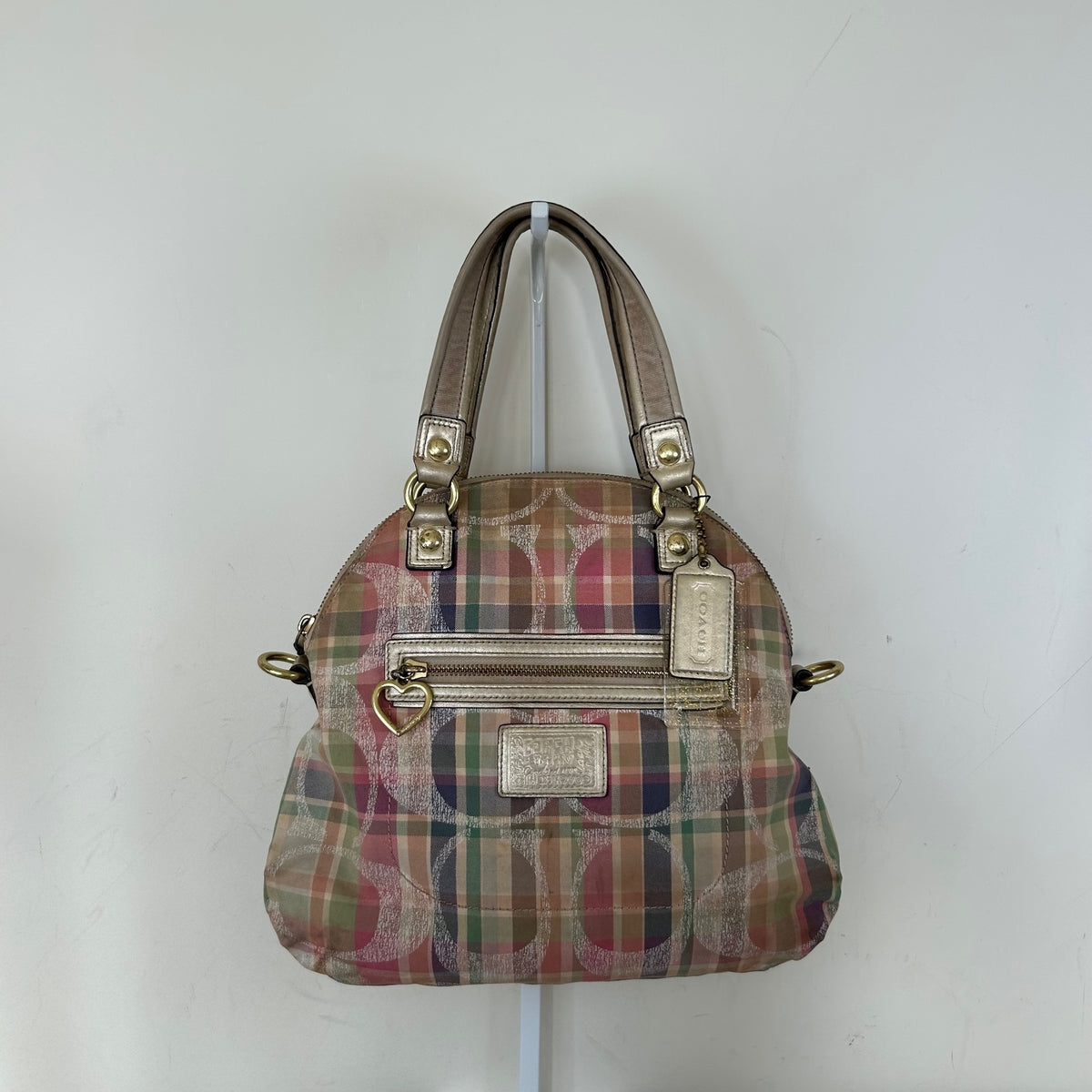 Coach Poppy Pink Multicolour Plaid Tartan Shoulder Bag A1382-F23541