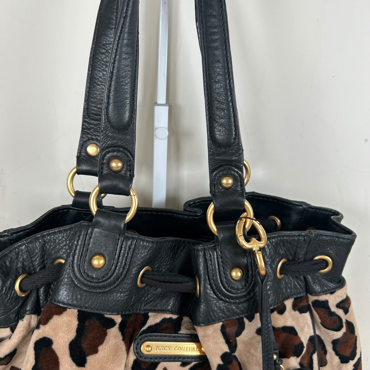 Vintage Y2K Juicy Couture Brown Leopard Print Velour Handbag