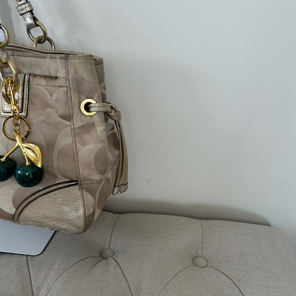 Coach Beige Monogram C 2 Compartment Shoulder Bag J1093-16475