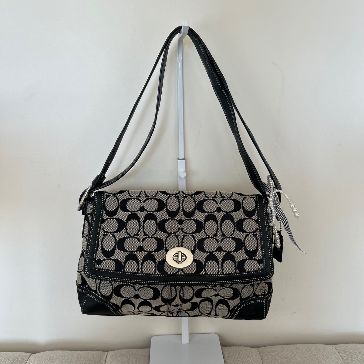 Coach Hampton Black Signature Monogram Shoulder Bag H0967-F13972
