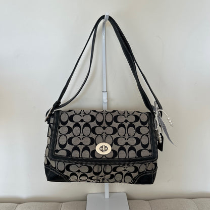 Coach Hampton Black Signature Monogram Shoulder Bag H0967-F13972